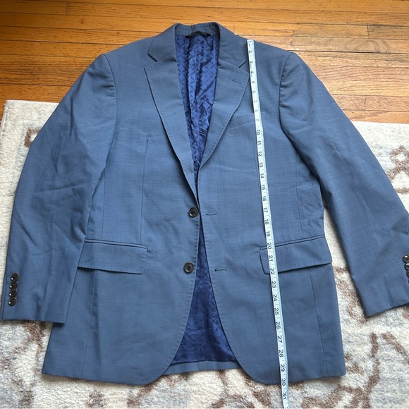 Ted Baker London Jaying Slim Fit Textured Wool Suit Jacket in Blue - Picture 6 of 16